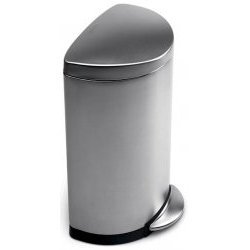 Simplehuman CW1818 Semi-Round Fingerprint-Proof Step-On 10-1/2-Gallon Waste Can, Stainless