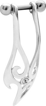 Genuine Peridot (August) - SOLID 14K White Gold TRIBAL Cartilage Earring - RIGHT EAR
