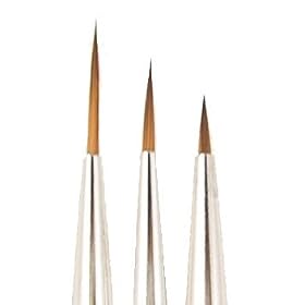 Set of 3 Sable NAIL ART Brushes Pen, Detailer Liner & Striper