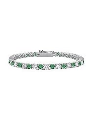Emerald and Diamond Tennis Bracelet : 14K White Gold - 5.00 CT TGW