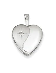 Genuine IceCarats Designer Jewelry Gift Sterling Silver & Diamond 16Mm D/C Heart Locket