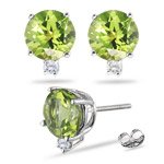 0.02 Cts Diamond & 0.23 Cts Peridot Earrings 