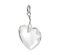 Sterling Silver Clear Swarovski Crystal Heart Pendant Charm
