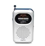 SANYO RP63 AM/FM RADIO, IN SILVER or BLACK. BUILT IN SPEAKER, INCLUDES STEREO IN EAR HEADPHONES