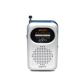 SANYO RP63 AM/FM RADIO, IN SILVER or BLACK. BUILT IN SPEAKER, INCLUDES STEREO IN EAR HEADPHONES