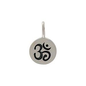 Small Round OM (Aum) Charm in Sterling Silver, #8363
