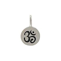 Small Round OM (Aum) Charm in Sterling Silver, #8363
