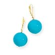 14k Gold & Turquoise Bead Drop Earrings- 16mm