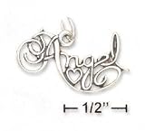 Sterling Silver Antiqued Angel Script Charm