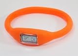 GSI Quality Waterproof Silicone Gel Sporty Wrist Band Watch - Small Face, Digital LCD Style, For Children And Sports - Orange