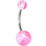 Pink MARBLE Belly Button Ring