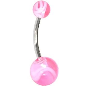 Pink MARBLE Belly Button Ring by 