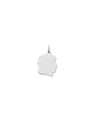 14k White Gold Etched Large Facing Right Engravable Girl Charm