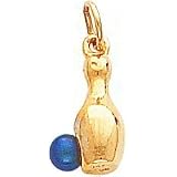 14K Gold 3-D Bowling Pin Cultured Pearl Charm
