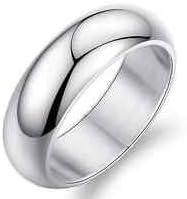 Metal Jewellery Unisex Titanium Stainless Steel Silver Comfort Fit Plain Wedding Ring &amp; Band 7mm Size 9