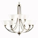 Quoizel DY5073ES Delray 9-Light Chandelier with Faux Etched Alabaster Glass, Empire Silver