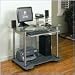Studio RTA Jupiter Glass Top Metal Computer Cart in Champagne and Charcoal