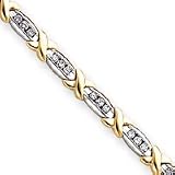 14k Two-Tone Polished Fancy Diamond Tennis Bracelet