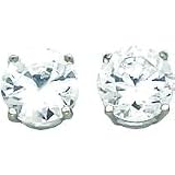 14K White Gold Moissanite Round Earrings