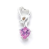 Earrings - Sterling Silver Pink Heart Diamond-like Cubic Zirconia Post Earrings