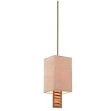 IMAGE OF Thomas Lighting M3415-38 One Light Pendant, Gunshell Finish with Suede Brown Shade