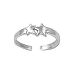 Sterling Silver Fashion Toe Ring - Double Star - 2mm Band Width