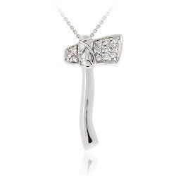 Sterling Silver CZ Axe Pendant
