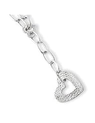 Sterling Silver Hammered Heart Drop Necklace QG2103-16"