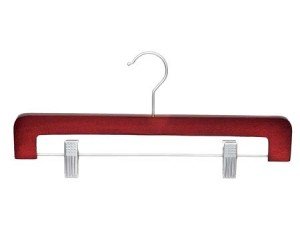 Wooden Bottoms Hangers w/Clips Premium Cherry Finish Box of 50
