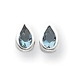Sterling Silver Light Blue CZ Teardrop Earrings