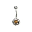 Sterling Silver Belly Ring with Tiger Eye