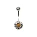Sterling Silver Belly Ring with Tiger Eye