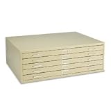 Five-Drawer Steel Flat File, 46-3/8w x35-3/8d x 16-1/2h, Tropic Sand