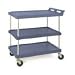Metro BC Series Polymer Utility Cart with 4 Swivel Casters, Lipped Top Shelf, 3 Shelves, 400 lbs Capacity, 39-1/2" Length x 27" Width x 33-1/4" Height, Blue