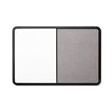 Combo Dry Erase/Fabric Tack Board, 36 x 24, White/Gray, Black Frame