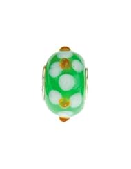 Kera Green with White Orange Flower Glass Bead