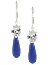 Thuy Design Lapis, Sapphire & Crystal Quartz Earrings