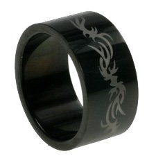 316L Stainless Steel Ring with laser cut design that resist fading. Width: 10mm