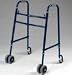 Rolling Walker - Extra Wide, Heavy Duty 650 lb. Weight Capacity Double Button Folding Walker has dual 5 front wheels and swivel caster back wheels for added stability and safety and only weights 14 lbs. This is a medical walker that fits over the toilet and folds for easy storage in trunk, back seat or closet.