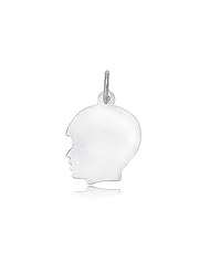14K White Gold Boys Head Charm (12 x 21 mm)