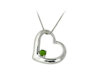 Emerald Heart Pendant 14k White Gold