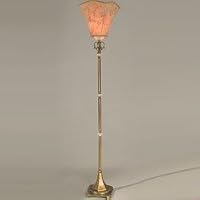 Dale Tiffany RR60321 Ashbee Torchiere Lamp, Antique Brass and Fabric Shade
