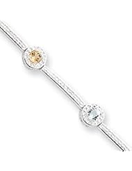 Sterling Silver 7inch Fancy Multi-Color Semi-Precious CZ Bracelet