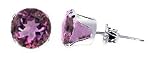 Sterling Silver 5 MM Round Amethyst Cubic Zirconia Stud Post Friction Back Earrings