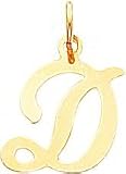 14K Gold Polished Fancy Initial Letter D Charm Pendant
