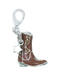 Genuine Zable (TM) Product. 925 Sterling Silver Enamel Cowboy Boot Clip-on Bead Charm. 100% Satisfaction Guaranteed.