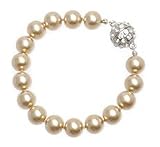 L. Erickson Pearl Bracelet with Swarovski Encrusted Magnetic Clasp - Champagne