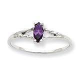 14k White Gold Amethyst Birthstone Ring - Size 6 - JewelryWeb