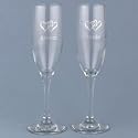 Bride and Groom Linked Heart Flutes