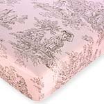 Pink Brown Toile Fitted Crib Sheet for Baby and Toddler Bedding Sets by JoJo - Toile Print